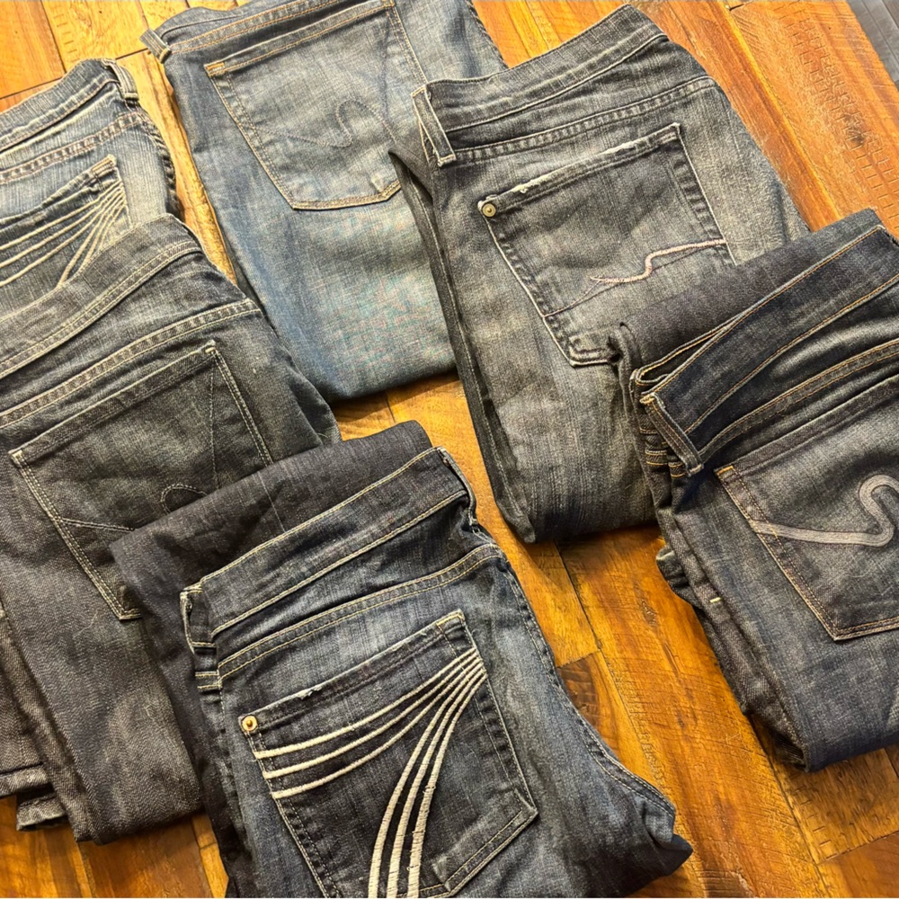 31”- 32” waist Lot of 7 For All Mankind (3) and Citizens of Humanity (3) jeans